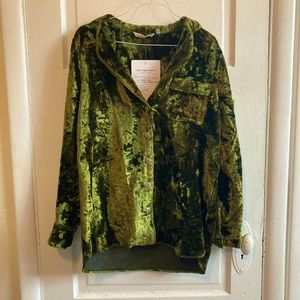 Green Velvet Jacket // Soft Surroundings Velour Button Up